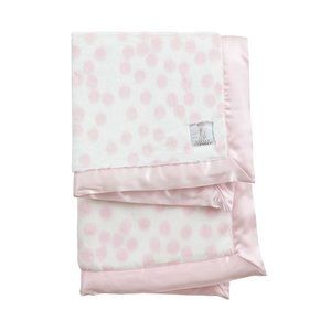 NWT Little Giraffe at Home Confetti Pink Satin Trim Baby Blanket  -  30" x 36"